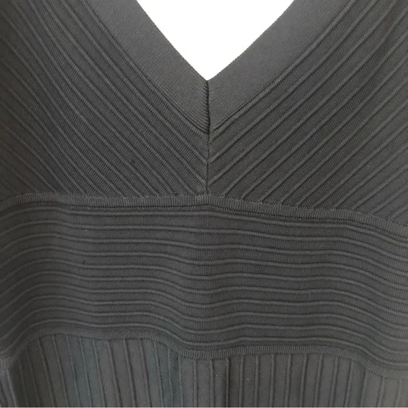 BCBGMaxAzria cocktail dress black ribbed mini full skirt, straps, Sz S, Elegant! - Picture 5 of 16